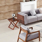 Telephone Table, Walnut Grain,Solid Wood Storage Tray X-Shaped Side Table,Telephone Magazine Table Square Side Table(
