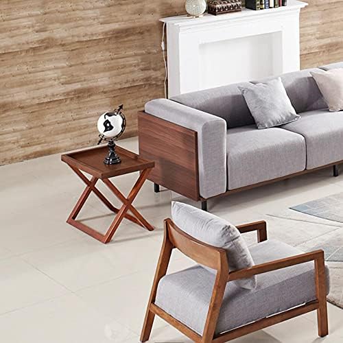 Telephone Table, Walnut Grain,Solid Wood Storage Tray X-Shaped Side Table,Telephone Magazine Table Square Side Table(Size:23.6215,7419.29in,Color:Walnut Wood)