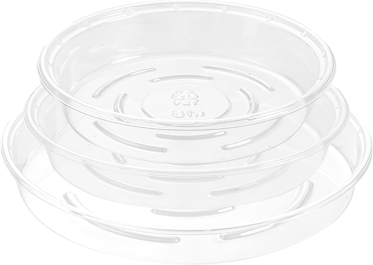 Plant Saucer 15 Pack Plant Trays for Pots 8/10/12 Inch Plastic Plant Saucers for Outdoors and Indoors Clear Drip Trays for Potted Plants Flower Pot Plates to Catch Water Plant Drainage Dishes No Holes