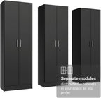 Madesa Kitchen Set 3 Pantry Storage Cabinet with 15 Utility Shelves 71'L Wooden Organization Unit for Kitchen - Black