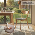 100% Solid Wood Dining Room Chairs - Practical Kitchen Chairs - Wood Chair for Dining Room, Kitchen (6, Natural with Grey Cushion)