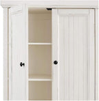 HomeStock Kitchen Pantry Cabinet - Large Storage, Adjustable Shelves, Distressed White Finish