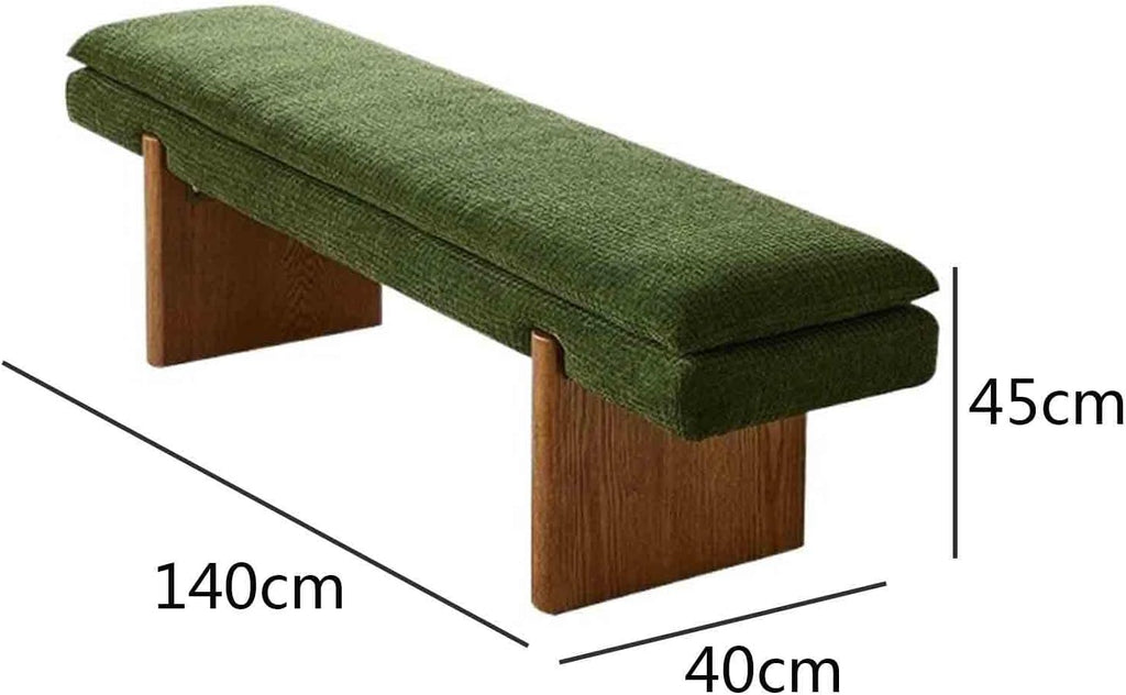 Modern Green Bedroom Bedside Bench Dressing Room Wooden and Fabric Long Entryway(Medium)