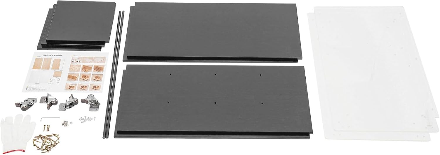Acrylic End Table with Wheels, 3-Tier Clear Sofa Side Table, Modern Coffee Table with Shelf, Rolling Storage Acrylic Cart Home Decor Nightstand for Living Room Bedroom (Black)