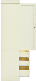 Farmhouse Kitchen Pantry,Extra Large Kitchen Pantry Cabinet, Freestanding Tall Cupboard Storage Cabinet with 3 Adjustable Shelves, 8 Door Shelves, 3 Drawers for Dining Room (Cream)