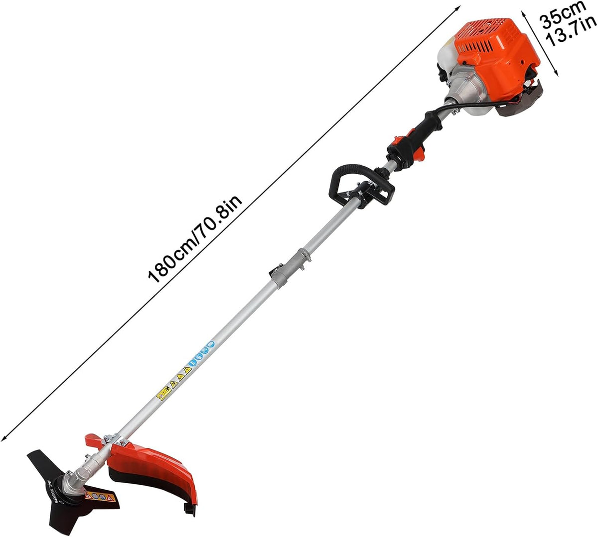 52cc 2 Stroke Gas Weed Wacker, Multi-Functional Gas Powered Brush Cutter, 5 in 1 Tool Weed Wackers, Cordless Hedge Trimmer, Gas Weed Wacker Yard Care Tools, Lightweight Weed Eater Orange