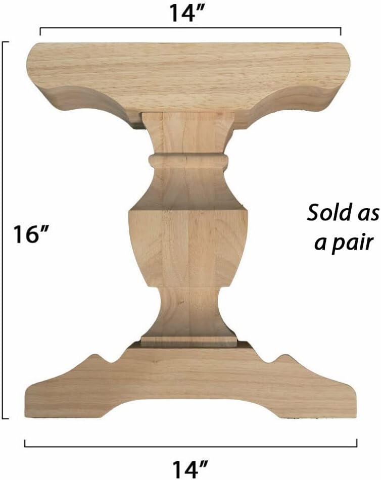 Osborne Wood Products Baron Hardwood Trestle Bench Bases (Set of 2), Furniture Pedestals for DIY Farmhouse Bench Designs, Unfinished and Sanded Wooden Bases