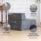 Snug Sofee Futon Sofa Bed, Convertible Sleeper Chair, Floor Mattress, Gray | Convertible futon sofa bed with removable zippered back support. Creates a comfortable floor bed for guests, living rooms.