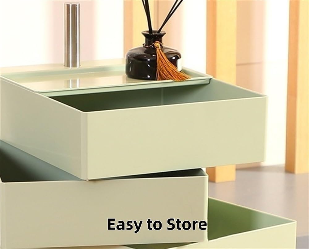 Rotating Storage Cabinet, Multi-Layer Movable Bedside Table, End Table with Rotating Drawers, Storage Sofa Side Cabinet(Yellow)