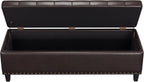 FiveWillowise 51 Inch Storage Ottoman Bench,Large End of Bed Storage Bench | Faux Leather Ottoman with Storage,30 Gallons,Upholstered,with Nailhead Trim,Legs,for Bedroom,Living Room,Entryway,Chocolate