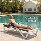 Kozyard Outdoor Chaise Lounge Chair, Full Flat Adjustable Patio Lounger with Aluminum Frame & Resin Legs, Textilene Fabric for Poolside, Backyard & Beach (Beige, Chair)