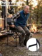 TIMBER RIDGE 400lbs Heavy Duty Camping Chair Portable Directors Chair | Folding Camp Chair with Side Table & Pocket Compact Size for Outdoor, Lawn, Sports and Fishing, Black