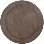 BOWERY HILL Round Wood Accent End Table, Dovetail Gray Finish, Weathered Bronze Details, 2 Fixed Shelves, Durable Pine Construction, Compact Transitional Design for Living Room Storage and Display