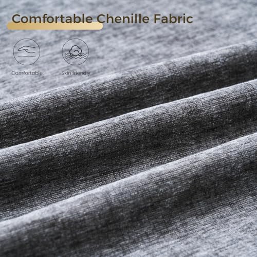 KKL Modular Sectional Couches for Living Room, U Shaped Sofa Couch with Adjustable Backrest, Chenille 6 Seater Sofa Couch with Convertible Ottoman and Comfy Cushion, Grey