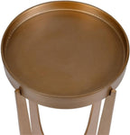 BOWERY HILL Accent Table, 24.3" H x 12.2" W x 12.2" D, Cast Aluminum, Antique Brass Finish, Round Tray Top, Elegant and Durable Design, Practical Living Room or Entryway Furniture