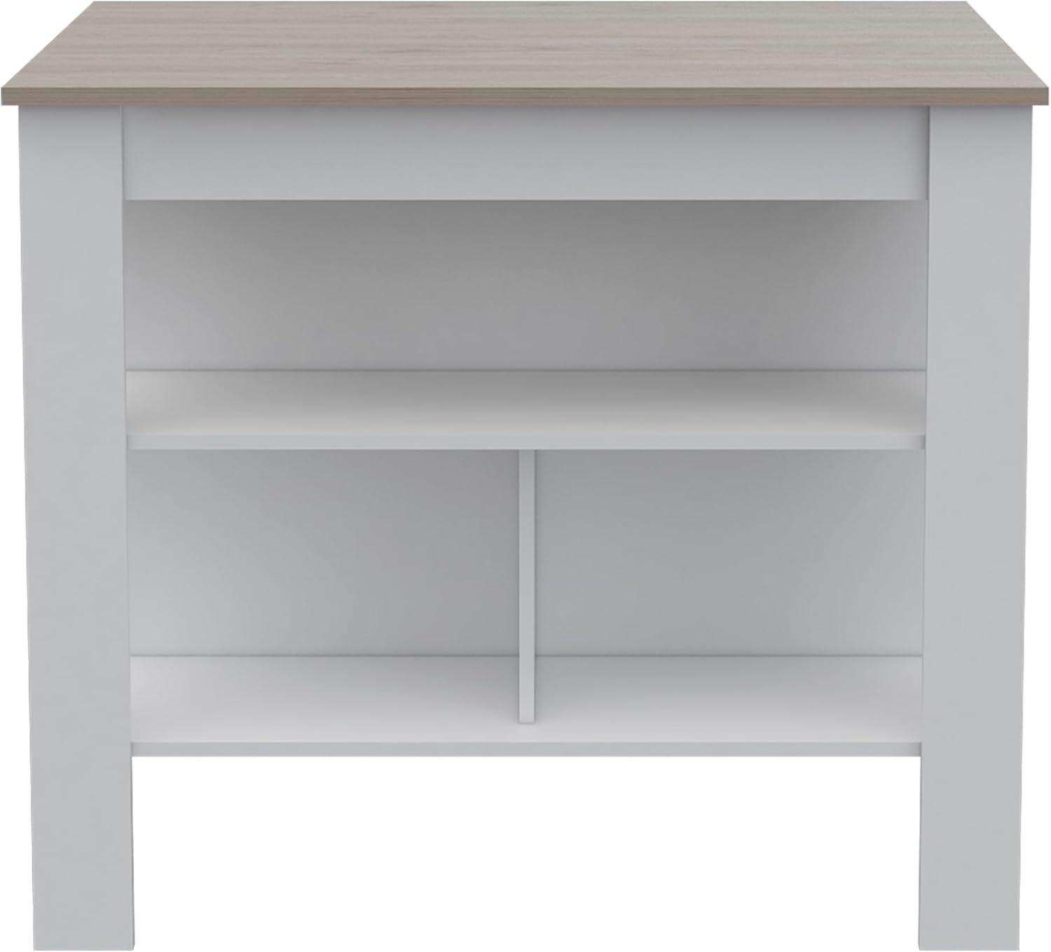 Three Shelf Kitchen Island with Four Legs - Light Gray/White | Three-tiered design with four legs for stable support