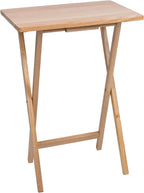 (2 Pcs) 26" Folding Tray Tables, Solid Rubberwood, Small Folding Table,Natural Wood Finish