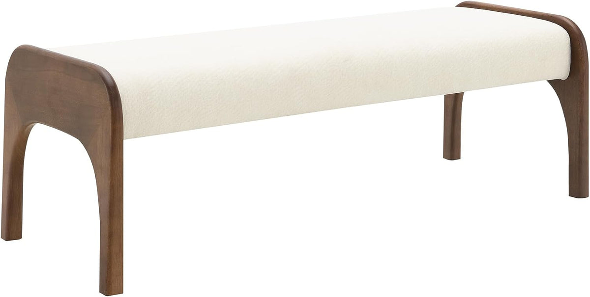 GDFStudio 50.25" Upholstered Long Bench, Modern Chenille Dining Bench with Solid Wood Legs, Padded Entryway Bench Seat for Bedroom End of Bed Kitchen Hallway Living Room, Beige