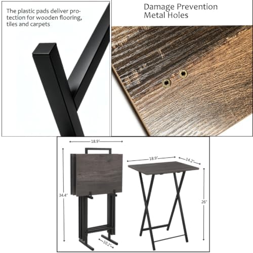 Folding TV Tray Table, Set of 2 Small Table, TV Dinner Table, Snack Tray Table Set, Portable Foldable Desk, Sofa Side Table, TV Tray Table for Couch, Living Room, Small Space