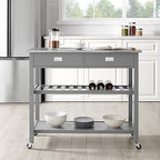 Crosley Furniture Chloe Rolling Kitchen Island | Storage Cart, Microwave Stand, Wine Rack, Gray