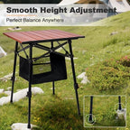 Odoland Portable Camping Table, Folding for Beach Outdoor Adjustable Height | 16.5"-23.6"H, Storage Bag for Camp, Cooking, Picnic, Travel, Backyards, Fishing, Park