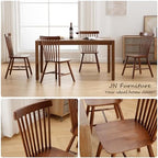 Windsor Dining Chairs Set of 2, Farmhouse Kitchen & Dining Room Chairs with Spindle Back, Comfy Armless Solid Wood Side Chair for Home/Living Room/Restaurant, Walnut Wood