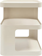Modern Metal Side Table with Storage - No Assembly Small End Table & Nightstand for Bedroom,Living Room,Couch - Compact Accent Table for Small Spaces,Durable Bedside Table (Cream)
