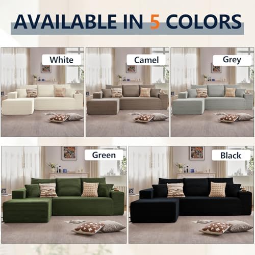 95" Cloud Sectional Couch with L-Shape Chaise, Modern Cloud Couch with Deep Seat, Modular Sectional Couches for Living Room, Apartment, Office, No Assembly Required