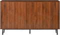 Saiveina Mid-Century Modern Walnut Sideboard Buffet Cabinet, 59 * 16 * 33 Inches Geometric Carved Storage Cabinet with Metal Legs, Multi-Purpose Credenza for Living Room, Dining Room, Entryway