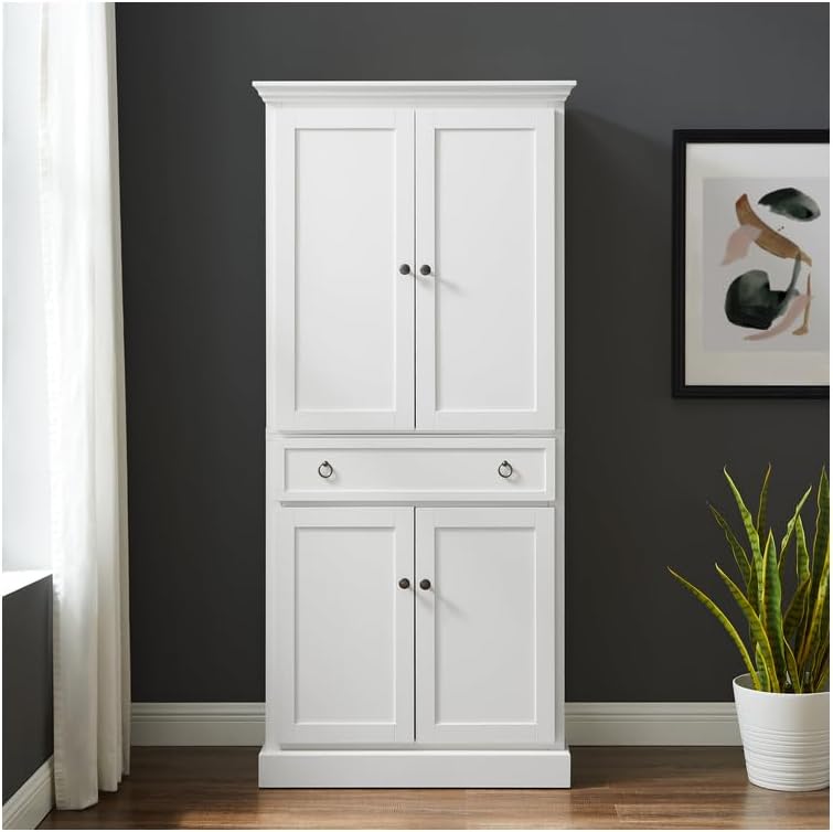 Maykoosh Pantry Cabinet - White Kitchen Storage - 18" D x 33" W x 72" H - Adjustable Shelves