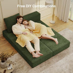Living&Giving Cloud Sectional Couch for Living Room, Modular Couch with 1 Ottoman, Middle-seat Can Be Combined with Modular Sofa, Customizable Layout for Any Space, Green