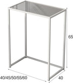 Tall Telephone Stand, Slim Side Table Narrow End Table Rectangular Glass Coffee Table Waterproof Storage Tables for Living Room, Office and Hallway，White 50 * 40 * 65cm
