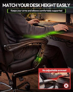 Dowinx Ergonomic Gaming Chair with Footrest & Massage Lumbar, 2D-Linkage Armrests for Computer Chair 330lbs with Headrest Pillow for Office, Home, Streaming and Long Gaming Sessions, Black