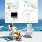 HDPE Adirondack Glider Chair,3-Position Adjustable Backrest Patio Glider | All-Weather Outdoor Glider Rocker Chair with Cup Holders,Porch Glider for Deck,Fire Pit, Poolside,400LBS Capacity White