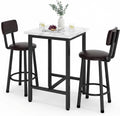 DKLGG Dining Table Set for 2, 24" Square Kitchen Table and Chairs Set with MDF Tabletop & 2 PU Leather Chairs, Bar Pub Dining Set for Small Space Bar Kitchen Living Room Apartment, White