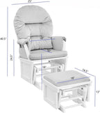 Madison Glider and Ottoman: Gray Wood & Light Gray Fabric