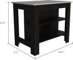 Kitchen Island with Four Legs and Three Shelves - Black/Ibiza Marble | Three shelves and four legs provide functional storage and support