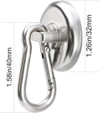 DIYMAG Magnetic Hooks, 110LBS Heavy Duty Neodymium Magnetic Hooks with Swivel Carabiner Hook,Great for Your Refrigerator and Other Magnetic Surfaces, Pack of 15