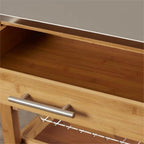Boraam Aya Bamboo Kitchen Cart with Stainless Steel Top