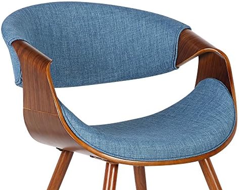 Armen Living Butterfly Mid-Century Dining Chair in Walnut Finish and Blue Fabric - Set of 2
