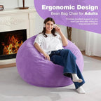 Homguava 3FT Bean Bag Chair for Adults,Teardrop Beanbag Chair with Handle | Big Bean Bag with Memory Foam Filled and Ultra Soft Corduroy Cover for Living Room, Bedroom（Pink 3FT)