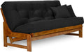 Miami Futon Set - Queen Size, Frame, 8" Mattress, Twill Black Cover