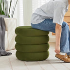 Flouki 19.5" Storage Ottoman Round, Vanity Stools for Bedroom, Velvet Pouf Ottoman with Removable Lid, Modern Ottomam Stool for Girls Women, Foot Stool for Living Room, Green