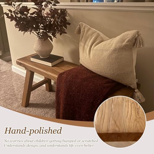19“ Farmhouse Wooden Living Room Dining Indoor Multifunctional Elm Benches Wood Kitchen Entryway Solid Wood Bench for Hallway 50cm