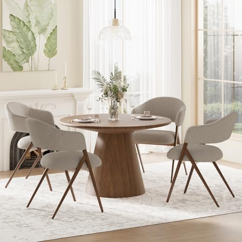 COLAMY Dining Chairs Set of 4, Mid Century Modern Dining Room Kitchen Dinner Chairs with Iron Legs, Open Back and Padded Seat, for Living Room/Bedroom/Restaurant/Cafe, Taupe