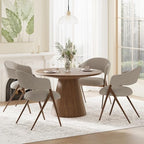 COLAMY Dining Chairs Set of 4, Mid Century Modern Dining Room Kitchen Dinner Chairs with Iron Legs, Open Back and Padded Seat, for Living Room/Bedroom/Restaurant/Cafe, Taupe