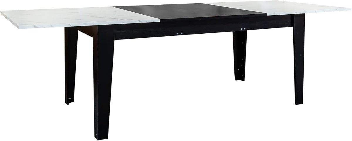 KEIKI 70.87”-106.3”L Extendable Dining Room Table for 6-10 People, Wood Modern Rustic Rectangle Expandable Kitchen Living Meeting Room Gatherings Furniture, 3 Tabletop Length Options, Marble White