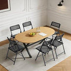 Black Folding Chairs 4-Pack, Breathable Plastic for Card Tables & Indoor Outdoor, Easy-Clean & Supports 400 Lbs