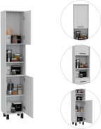 2-Piece Kitchen Set with Island and Pantry Cabinet | Spacious kitchen island with 8 storage shelves and a pantry cabinet with 2 doors