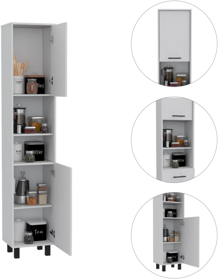 2-Piece Kitchen Set with Island and Pantry Cabinet | Includes 8 shelves and 2 drawers for organized storage
